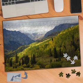 394 Yeşil Çimenli Dağlar Manzara 240 Parça Puzzle Yapboz Tablo