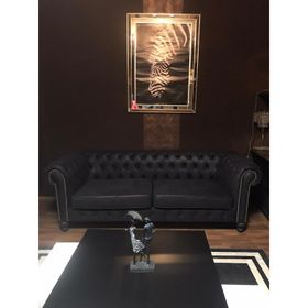 3A Mobilya Black Nubuk Chesterfield