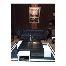 3A Mobilya Black Nubuk Chesterfield
