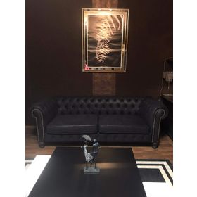 3A Mobilya Black Nubuk Chesterfield