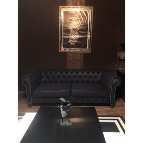 3A Mobilya Black Nubuk Chesterfield