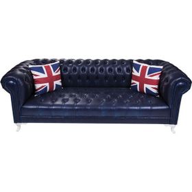 3A Mobilya Dark Blue Leather Chesterield