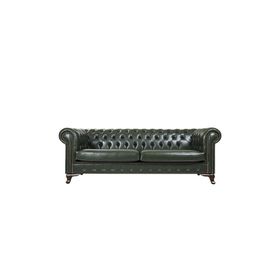 3A Mobilya Green Leather Chesterfield