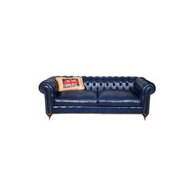 3A Mobilya Lacivert Deri Chesterfield
