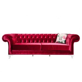 3A Mobilya Nar Çiçeği Kırmızı Chesterfield