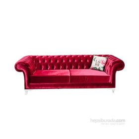 3A Mobilya Nar Çiçeği Kırmızı Chesterfield