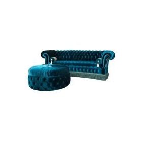 3A Mobilya Osmanlı Turkuazı Chesterfield ve Pufu