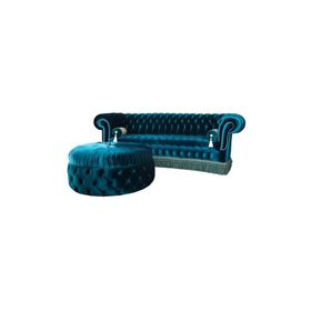 3A Mobilya Osmanlı Turkuazı Chesterfield ve Pufu