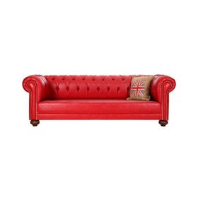 3A Mobilya Red Leather Chesterfield