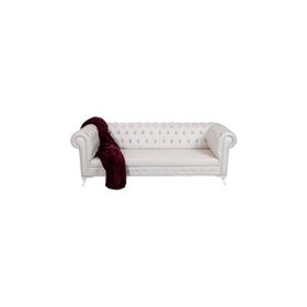 3A Mobilya White Leather Beyaz Chesterfield