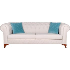 3A Mobilya White Leather Beyaz Chesterfield