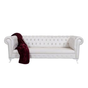 3A Mobilya White Leather Beyaz Chesterfield
