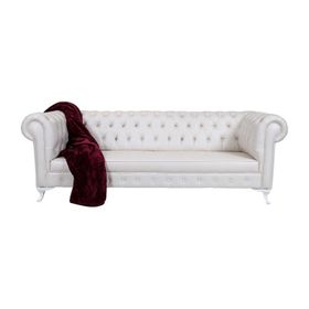 3A Mobilya White Leather Beyaz Chesterfield