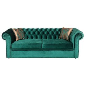 3A Mobilya Zümrüt Yeşili Yataklı Chesterfield