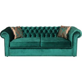 3A Mobilya Zümrüt Yeşili Yataklı Chesterfield