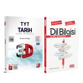 3D 2 Kitap TYT Tarih Soru Bankası ve AKM Dil Bilgisi Soru Bankası Seti