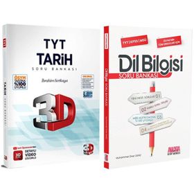 3D 2 Kitap TYT Tarih Soru Bankası ve AKM Dil Bilgisi Soru Bankası Seti