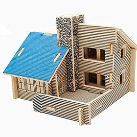 3D Ahşap Mavi Ev Puzzle