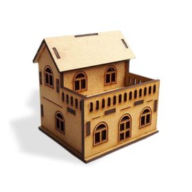 3D Balkonlu Ev Ahşap Maket