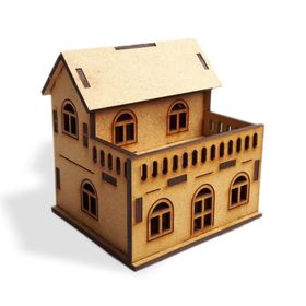 3D Balkonlu Ev Ahşap Maket
