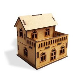 3D Balkonlu Ev Ahşap Maket