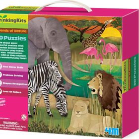 3D Dev Yer Yapbozu Safari 54 Parça Hayvanlar Puzzle