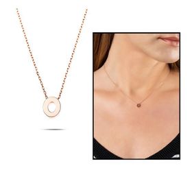 3D O Harfi Tasarım Rose Renk 925 Ayar Gümüş Kolye