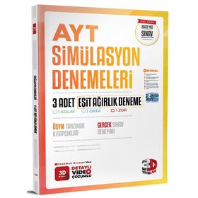 3D Yayınları 2023 AYT Eşit Ağırlık 3 Adet Simülasyon Deneme