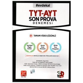 3D Yayınları TYT AYT Son Prova Denemeleri Tamamı Video Çözümlü