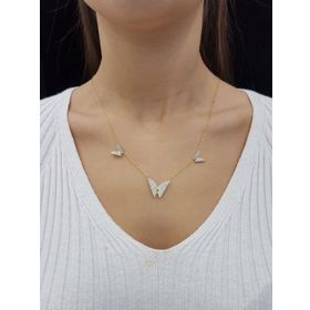 3'lü Kelebek Kolye 18K Altın Kaplama Kolye