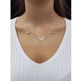 3'lü Kelebek Kolye 18K Altın Kaplama Kolye