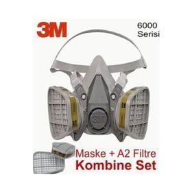 3M 6200 Gaz Maskesi + 6055 A2 Filtre Dahil Kombine Set
