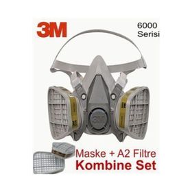 3M 6200 Gaz Maskesi + 6055 A2 Filtre Dahil Kombine Set
