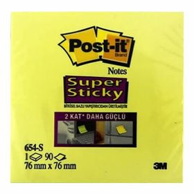 3M Post-It Super Sticky 654S 90 Yaprak Kanarya Sarısı Not Kağıdı