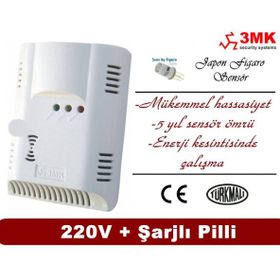 3MK CO220 Karbonmonoksit Dedektörü 220V+Şarjli Pilli