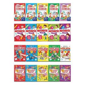 4-6 Yaş 20 Kitap Matematik Kodlama ve Çizgi Çalışmaları Seti - Kolektif
