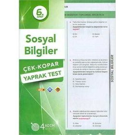 4 Adım Yayınları 6. Sınıf Sosyal Bilgiler Çek Kopar Yaprak Test
