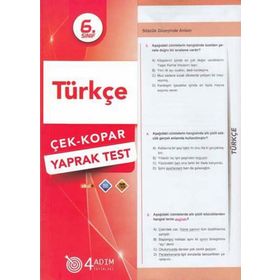 4 Adım Yayınları 6. Sınıf Türkçe Çek Kopar Yaprak Test