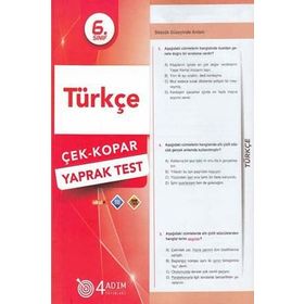 4 Adım Yayınları 6. Sınıf Türkçe Çek Kopar Yaprak Test