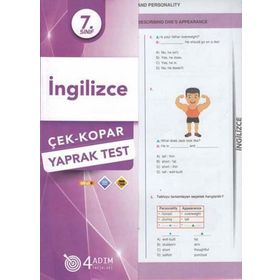 4 Adım Yayınları 7. Sınıf İngilizce Çek Kopar Yaprak Test