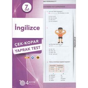 4 Adım Yayınları 7. Sınıf İngilizce Çek Kopar Yaprak Test