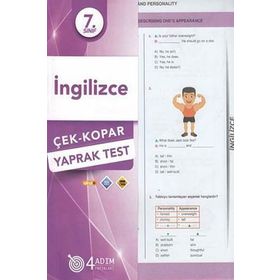 4 Adım Yayınları 7. Sınıf İngilizce Çek Kopar Yaprak Test