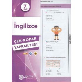 4 Adım Yayınları 7. Sınıf İngilizce Çek Kopar Yaprak Test