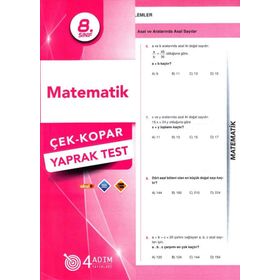 4 Adım Yayınları 8. Sınıf Matematik Çek Kopar Yaprak Test