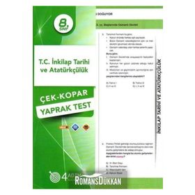 4 Adım Yayınları 8. Sınıf T.C. İnkılap Tarihi ve Atatürkçülük Çek Kopar Yaprak Test