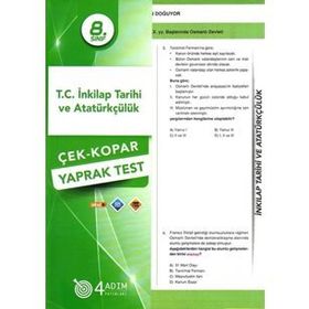 4 Adım Yayınları 8. Sınıf T.C. İnkılap Tarihi ve Atatürkçülük Çek Kopar Yaprak Test