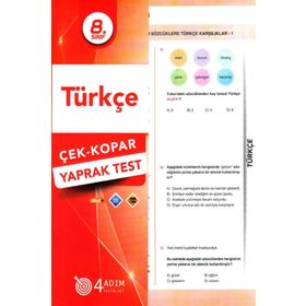 4 Adım Yayınları 8. Sınıf Türkçe Çek Kopar Yaprak Test