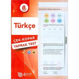 4 Adım Yayınları 8. Sınıf Türkçe Çek Kopar Yaprak Test