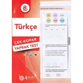 4 Adım Yayınları 8. Sınıf Türkçe Çek Kopar Yaprak Test