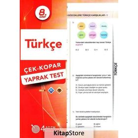4 Adım Yayınları 8. Sınıf Türkçe Çek Kopar Yaprak Test